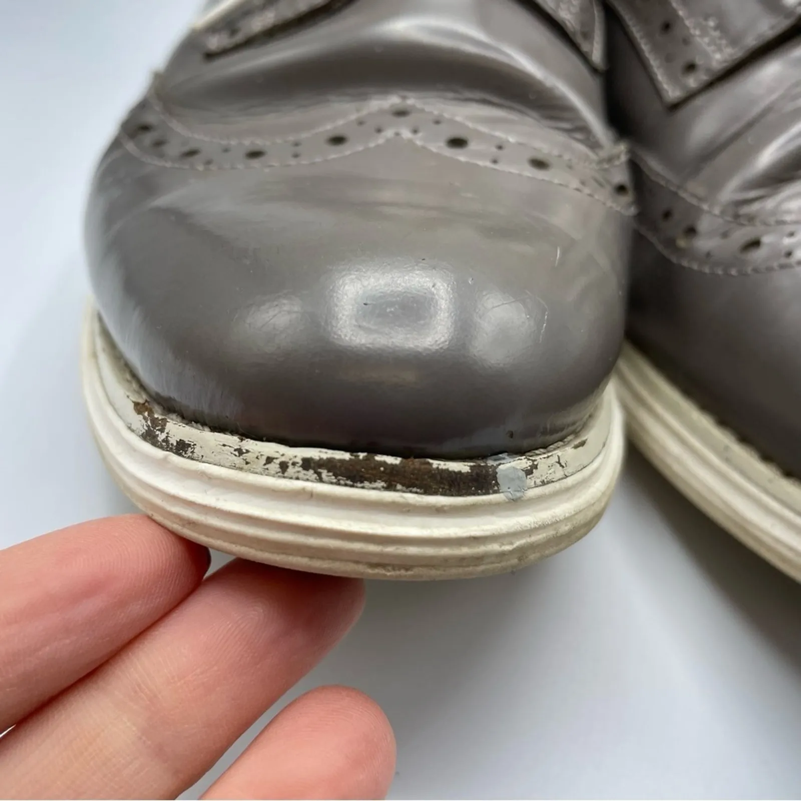 Cole Haan Grey Leather Lace Up Oxford Shoes Womens 8.5 Loafer Comfort Classic - Image 8