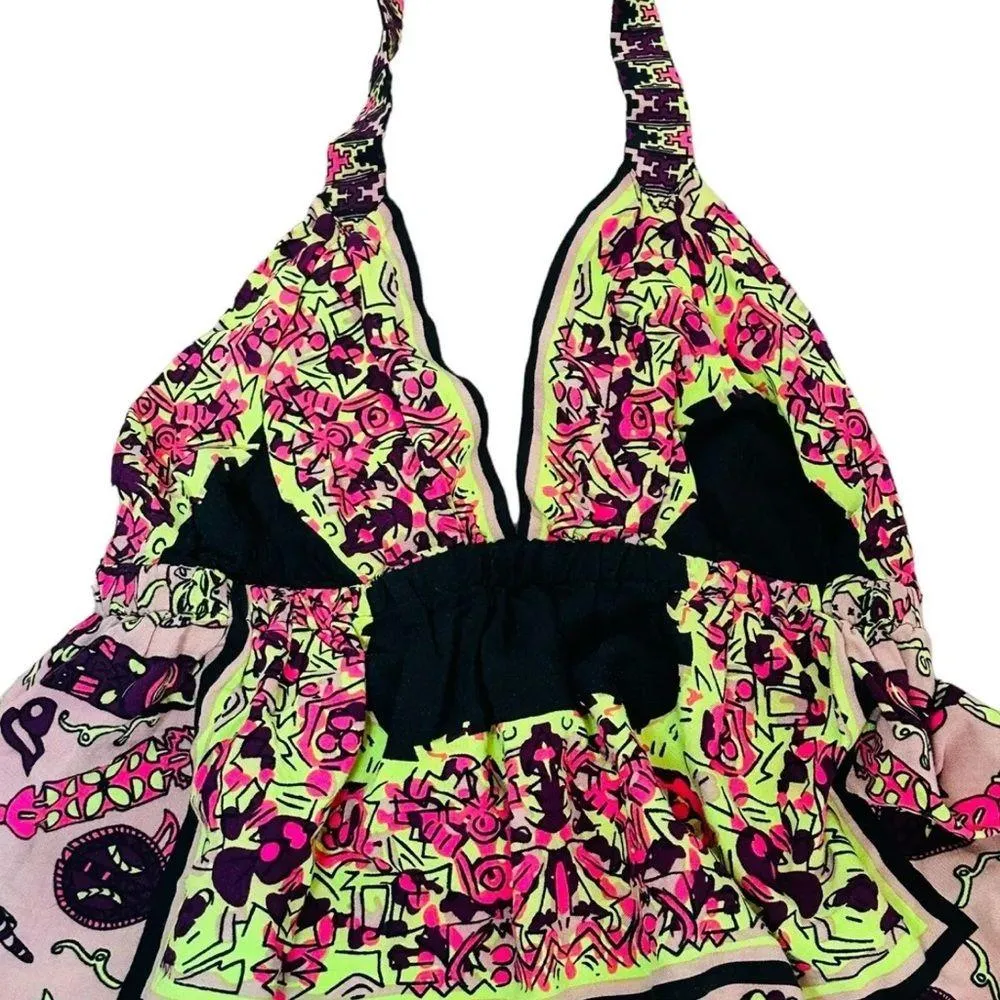 Vintage Rampage Halter Top Fringe Boho Festival Size Medium - Image 2