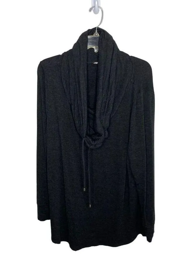 Soft Surroundings Cowl Neck Tunic Sweater Dark Gray Sweatshirt Drawstring XL - Image 8