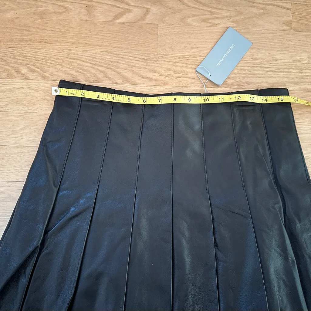 Antonio Melani “Maddie” Pleated Black Leather Mini Skirt, Size 8, NWT - Image 2