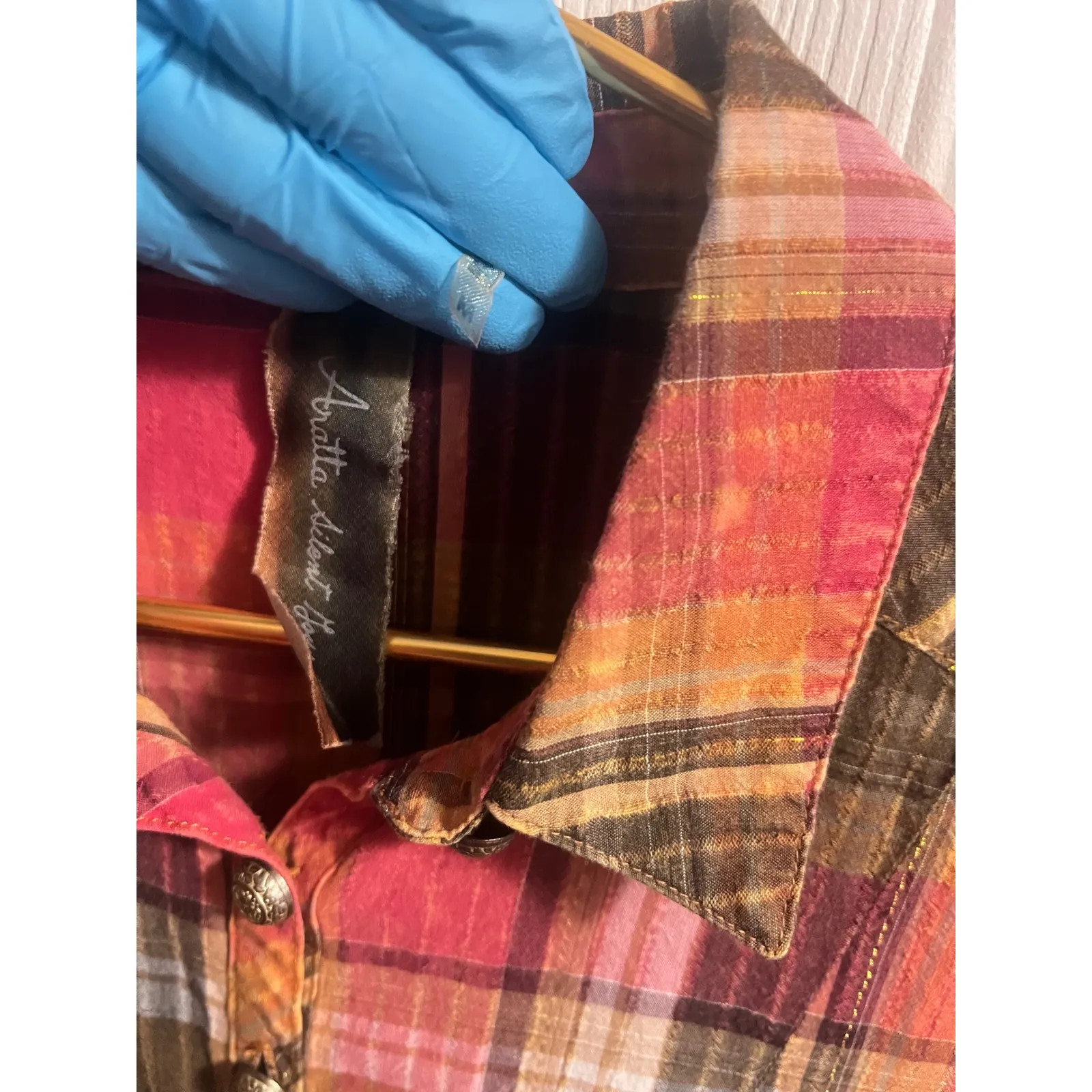 Aratta Silent Journey Plaid Floral Tunic Shirt Dress Boho Prairie Women M Red Size M - Image 9