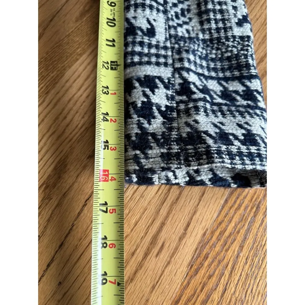 Zara Houndstooth Patterned Coat Size L Black & White Faux Pocket Winter Peacoat - Image 14