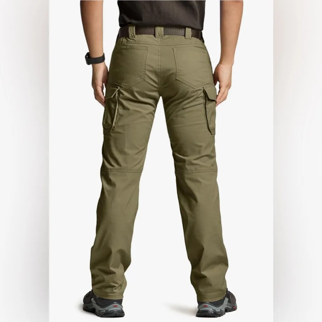 Women’s Stretch Tactical Cargo Pants with Pockets in Color Soil Green, size 2L Green - Image 2