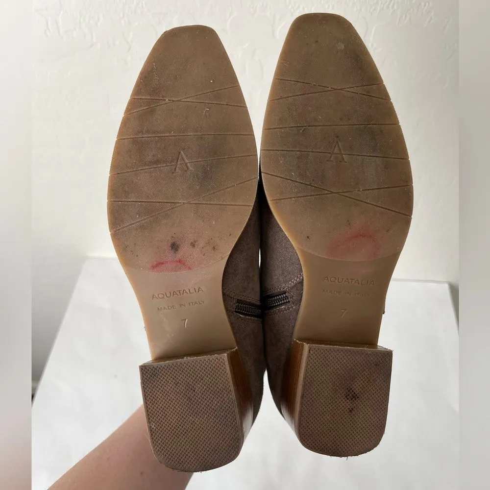 Aquatalia Faria Suede Leather Ankle Booties Taupe Size Women's 7 Celebrity Worn - Image 9