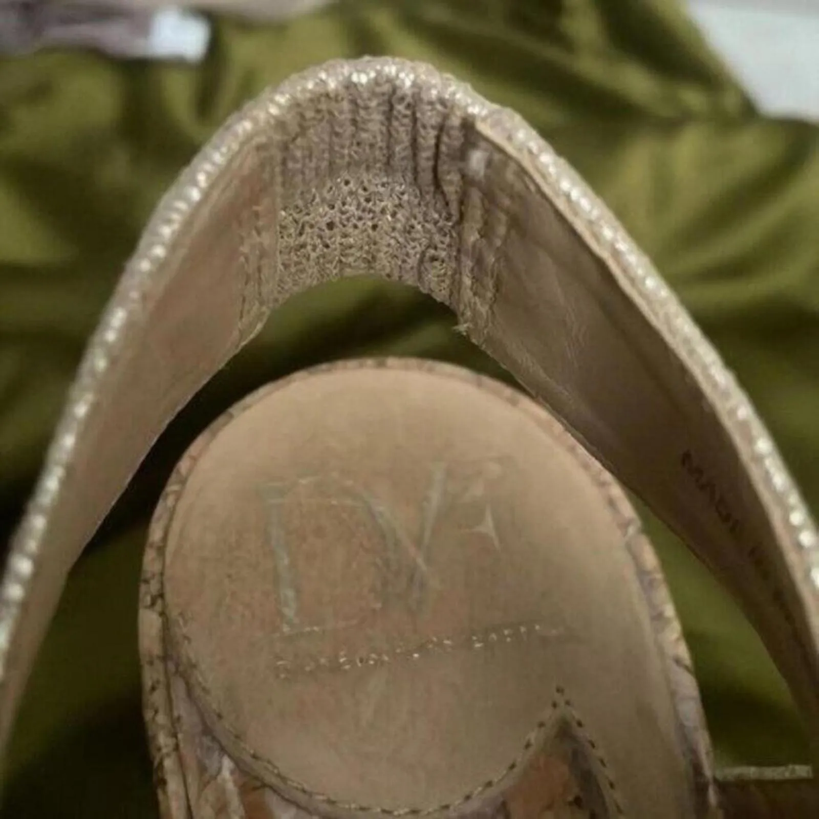 Diane Von Furstenberg Sandy Gold Cross Strap Cork Sole Platform Heel - Image 5