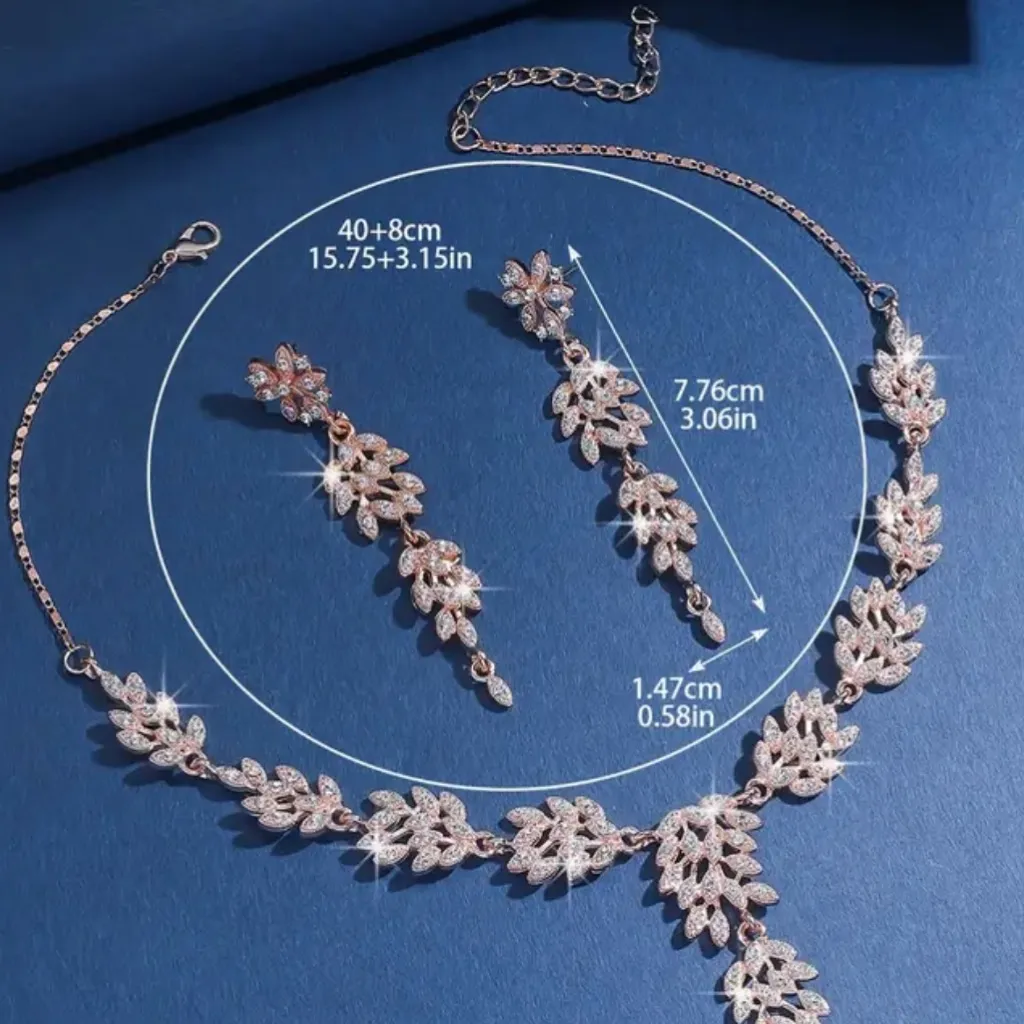 18k Gold Plated Necklace & Earrings Set - Image 2