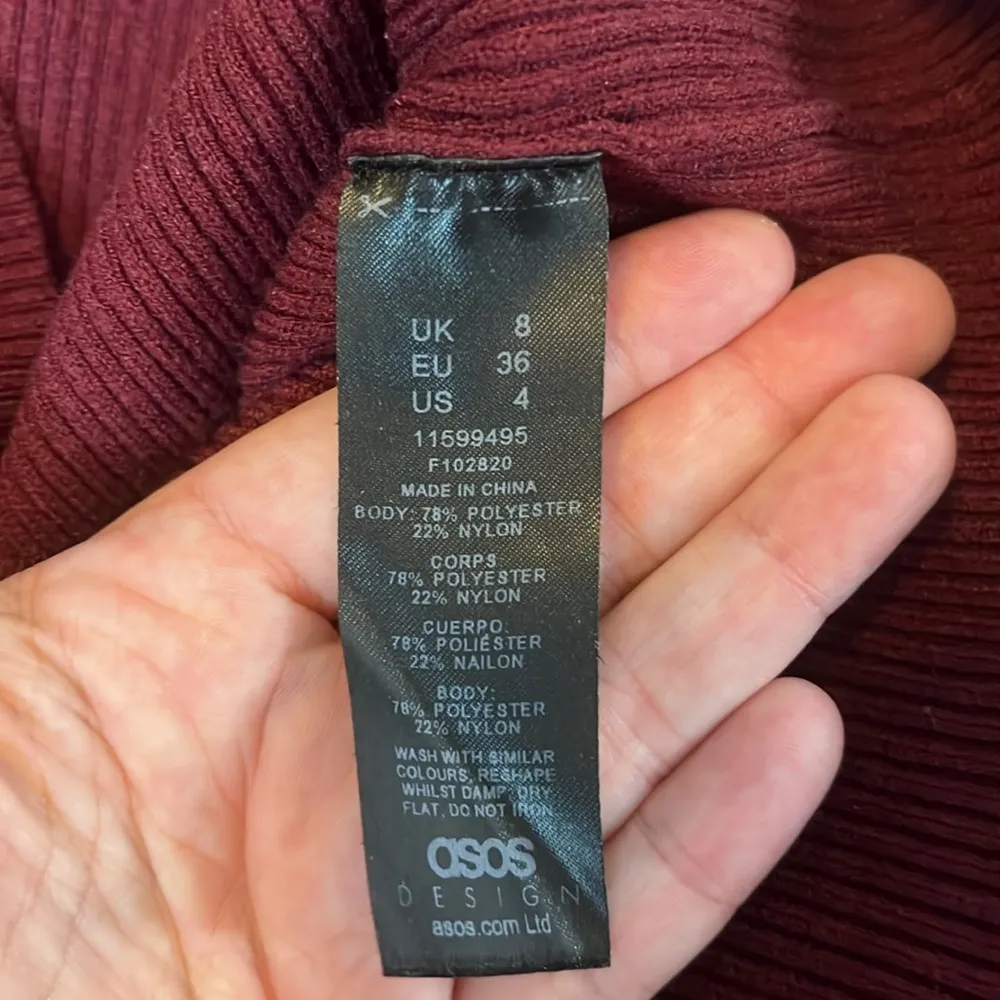 ASOS Squareneck Ribbed Fitted Lightweight Sweater Red Size 4 - Image 8