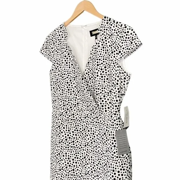 NWT Alexia Admor Dress White Black Polka Dots Cap Sleeve Sheath Women’s Size 6 - Image 6