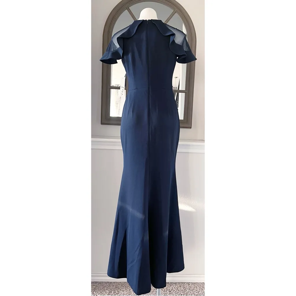 Eliza J. Mush Flutter Sleeve Maxi Dress in Navy, Size 6, NEW - Image 5
