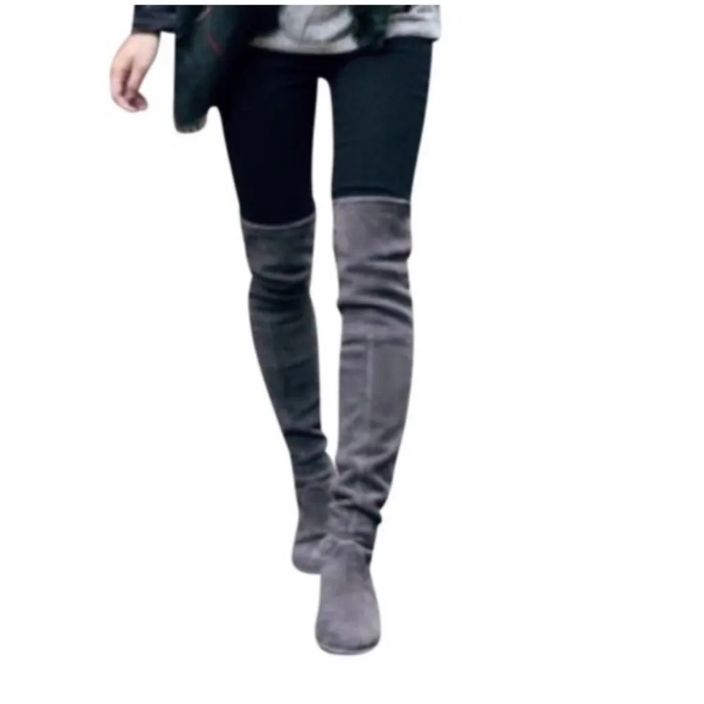 Stuart Weitzman | Jocey Suede Over The Knee Boots- Gray- New 7.5‎ - Image 3