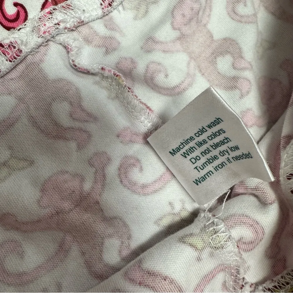 Roller Rabbit Original Monkey Print Pajamas Long PJ Set Pink Medium M $138 - Image 9