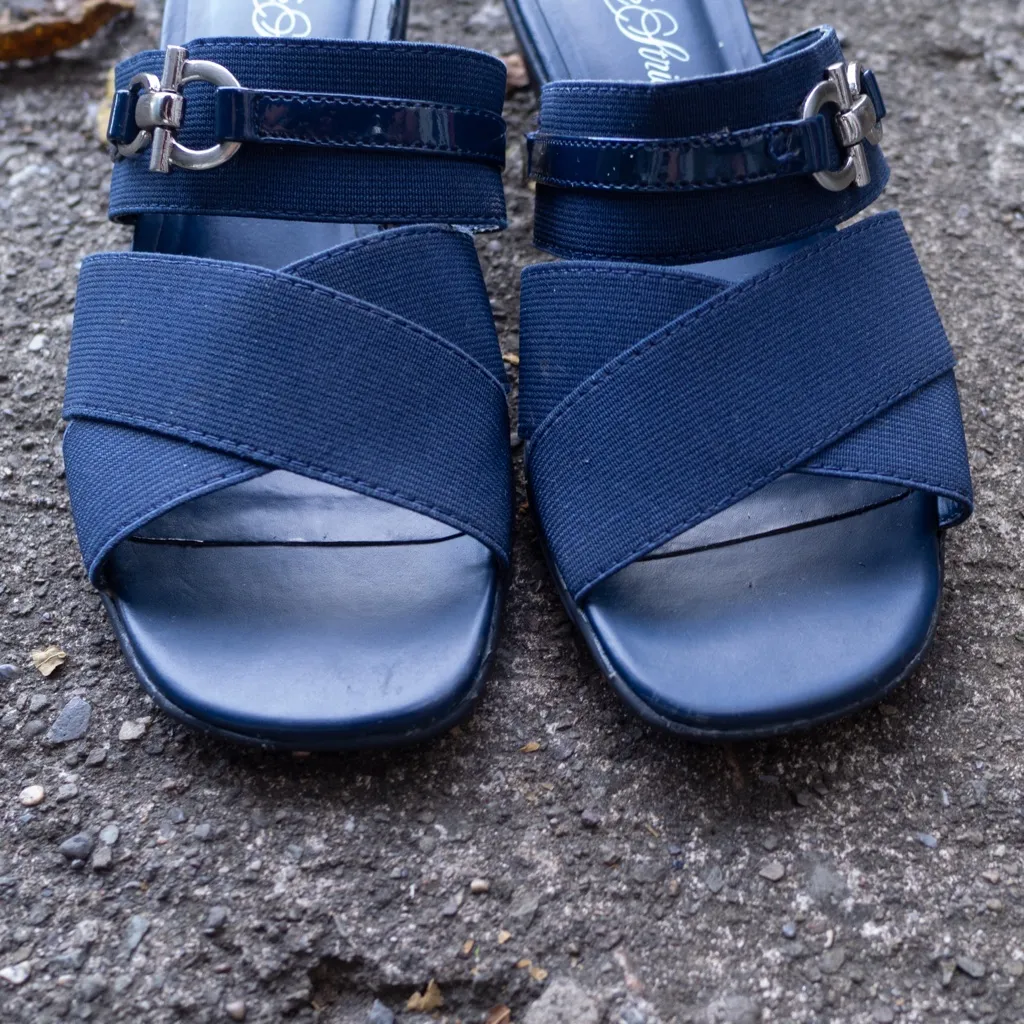LifeStride Navy Blue Slip-On Wedge Sandals Women’s Size 6 1/2 - Image 5
