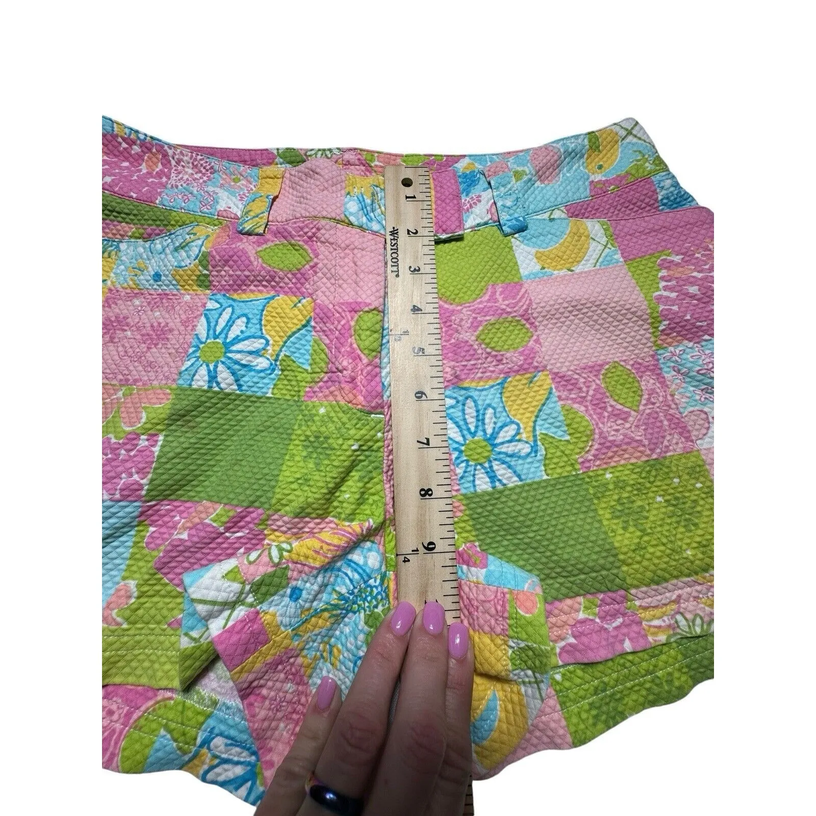 Vintage Lilly Pulitzer Size 6 Pastel‎ Patchwork Mixed Pattern Shorts #T8-5 - Image 4