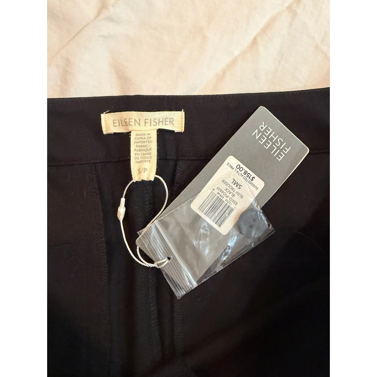 Eileen Fisher Small Slim Trouser New with Tags Black Organic Cotton - Image 2