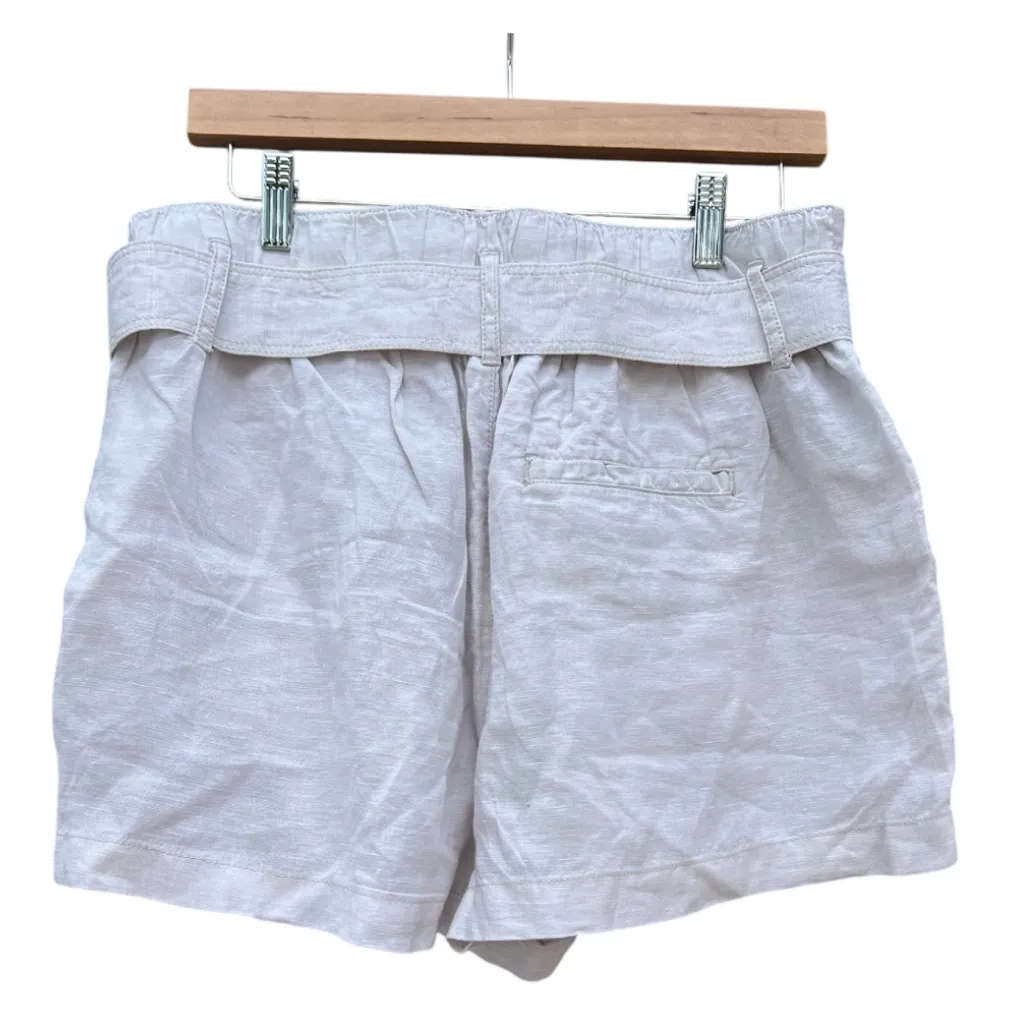 Christian Siriano Beige Women's Size Large Linen Shorts‎ Belt Summer Boho Beach - Image 2