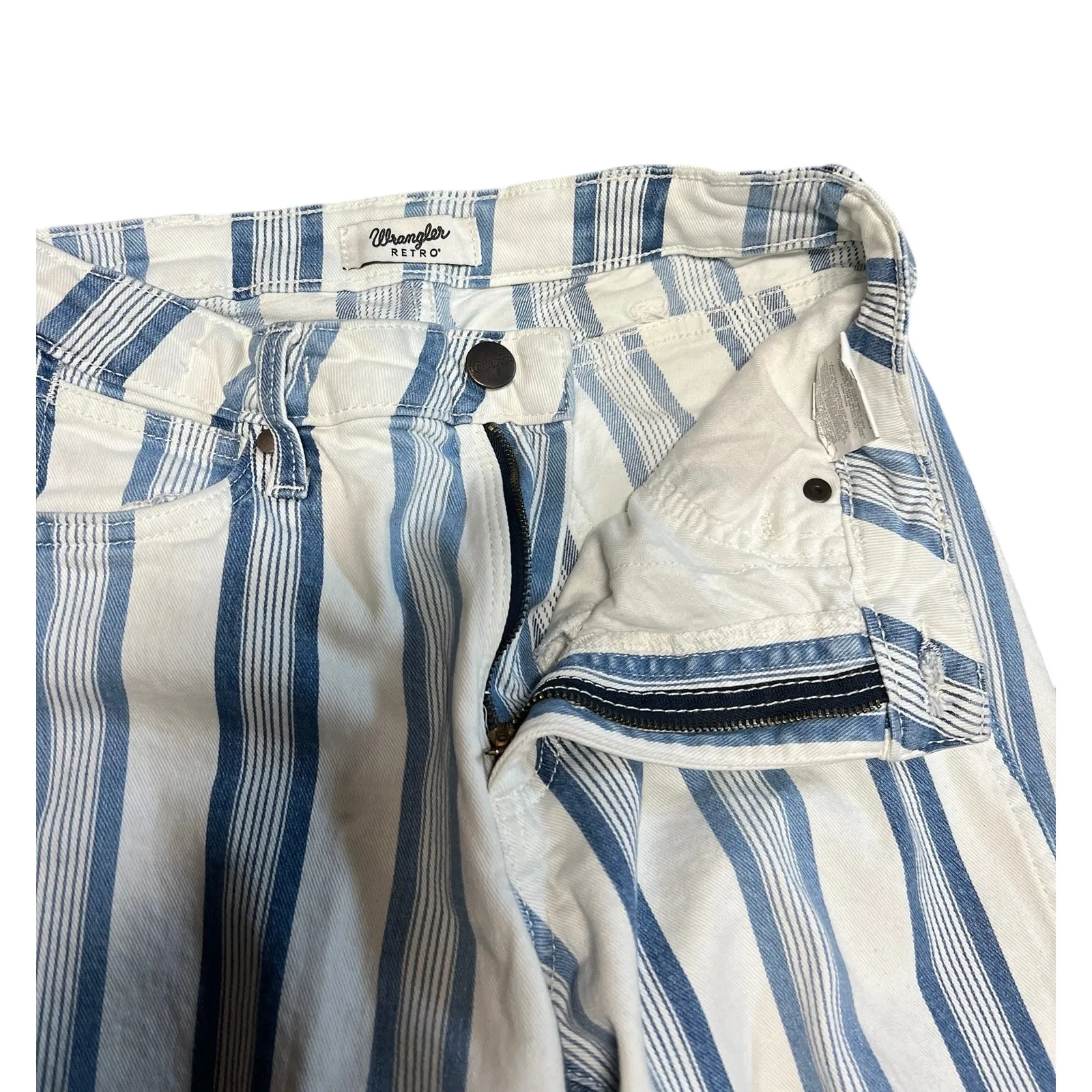 Wrangler Women's Retro Bailey High Rise Flare Jeans Blue White Stripes 28x34 - Image 6