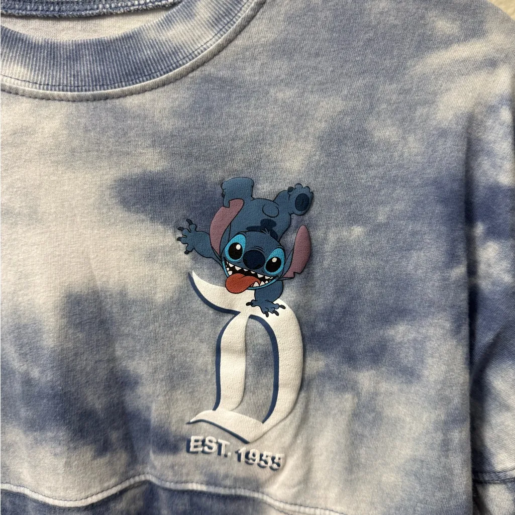 Disney Stitch Spirit Jersey Tie Dye Blue Size XS Oversized Disneyland - Image 4