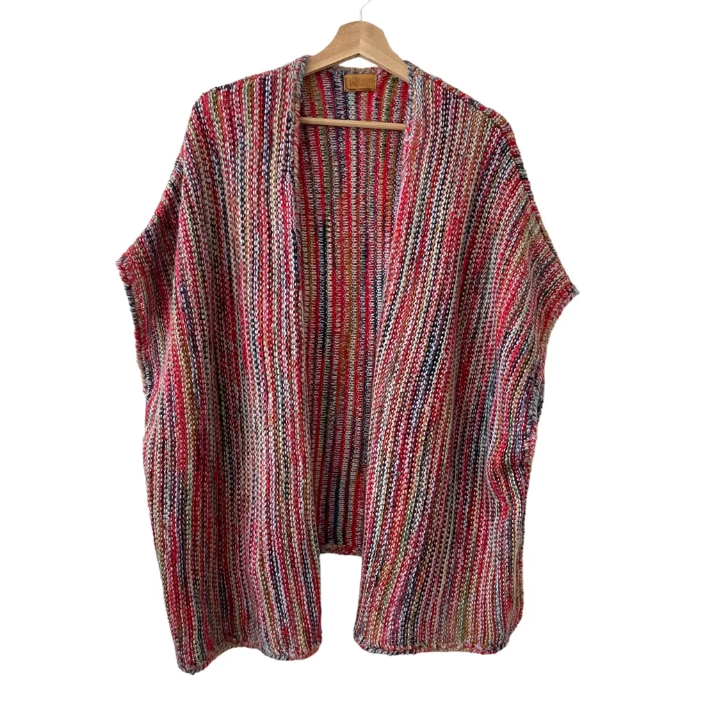 POL Red Rainbow Open Front Kimono Sweater M - Image 5
