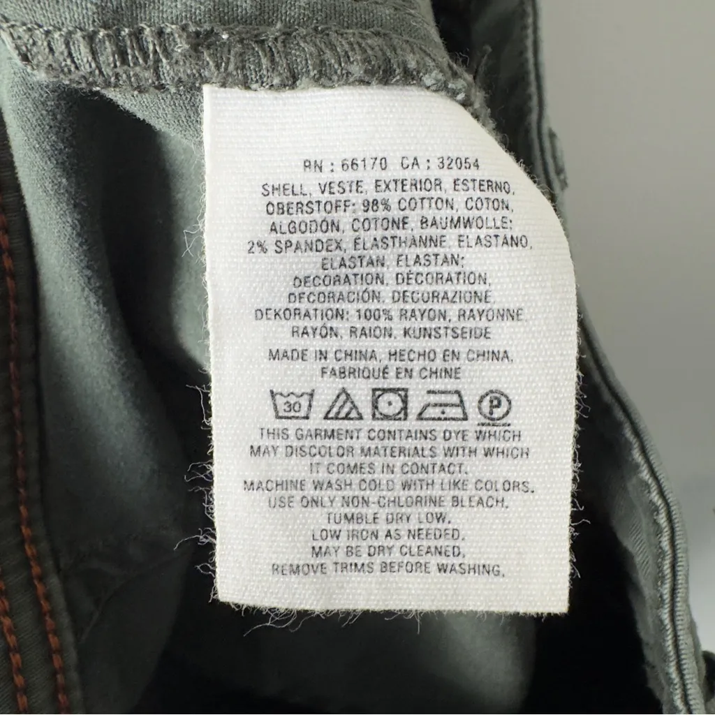 Anthropologie Olive Green Cargo Pants Skinny Cotton Stretch Casual Pockets Zip - Image 8