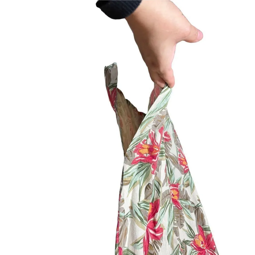 Vintage‎ Anna and Frank Silk Linen Blend Flower Print Maxi Skirt Size M Green Size M - Image 4