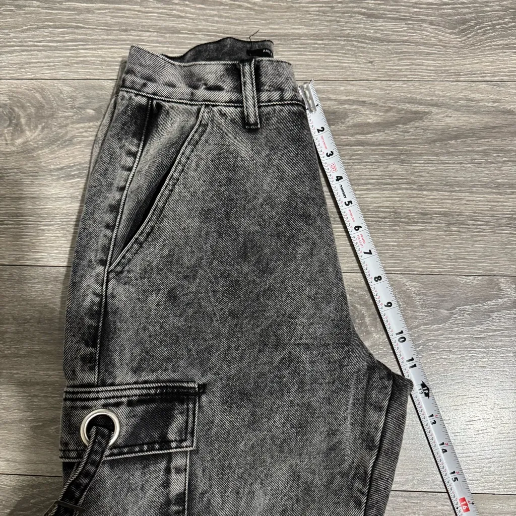 American Bazi Women Black Gray High Rise Cargo Tappered Jeans Size S - Image 9