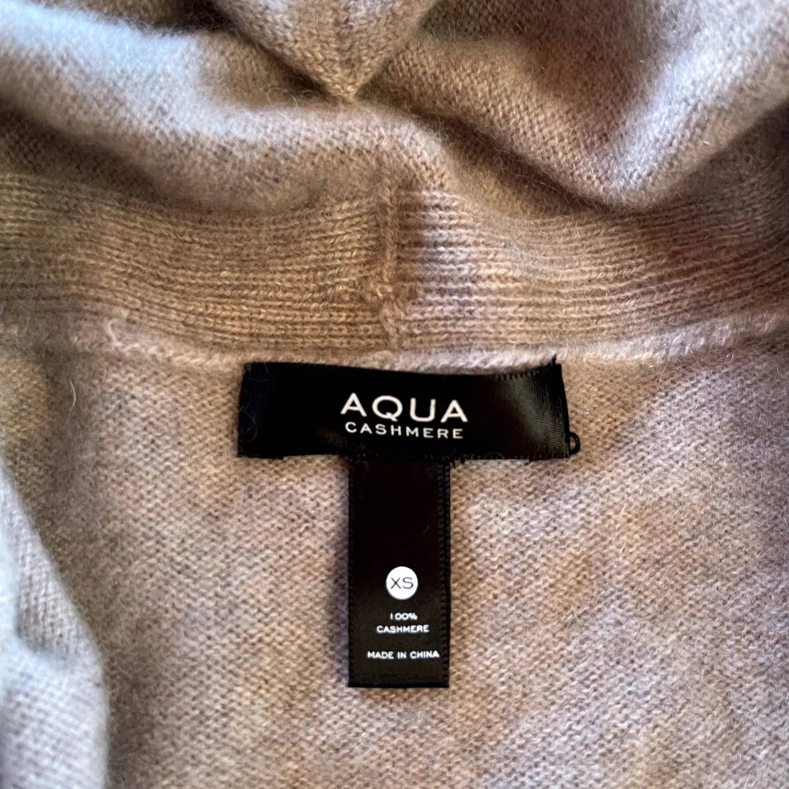 AQUA Cashmere Draped Open-Front Cashmere Cardigan in Wheat - Image 10