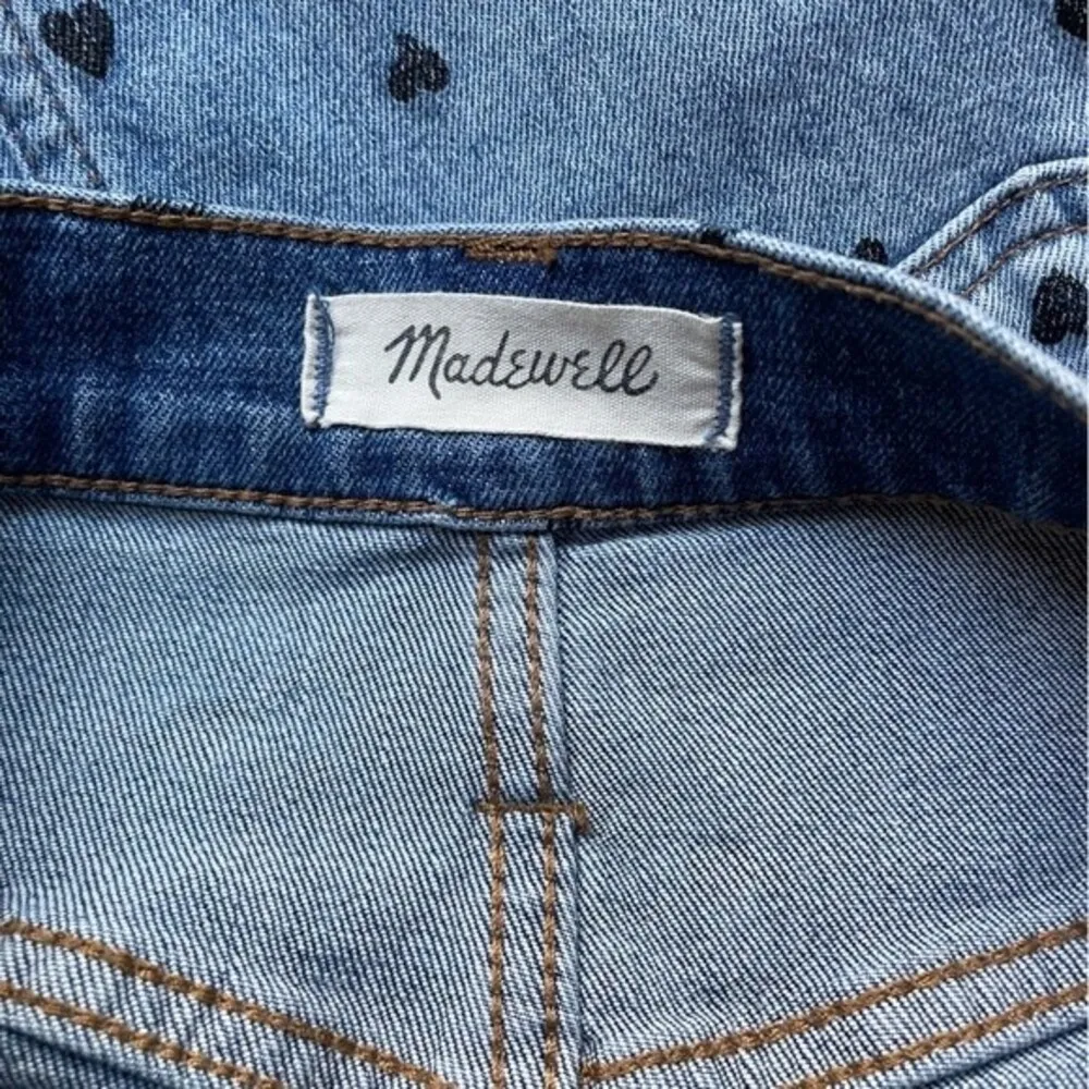 Madewell Skirt Stretch Denim Straight Mini Jean Pencil Skirt Heart Print Size 27 - Image 10