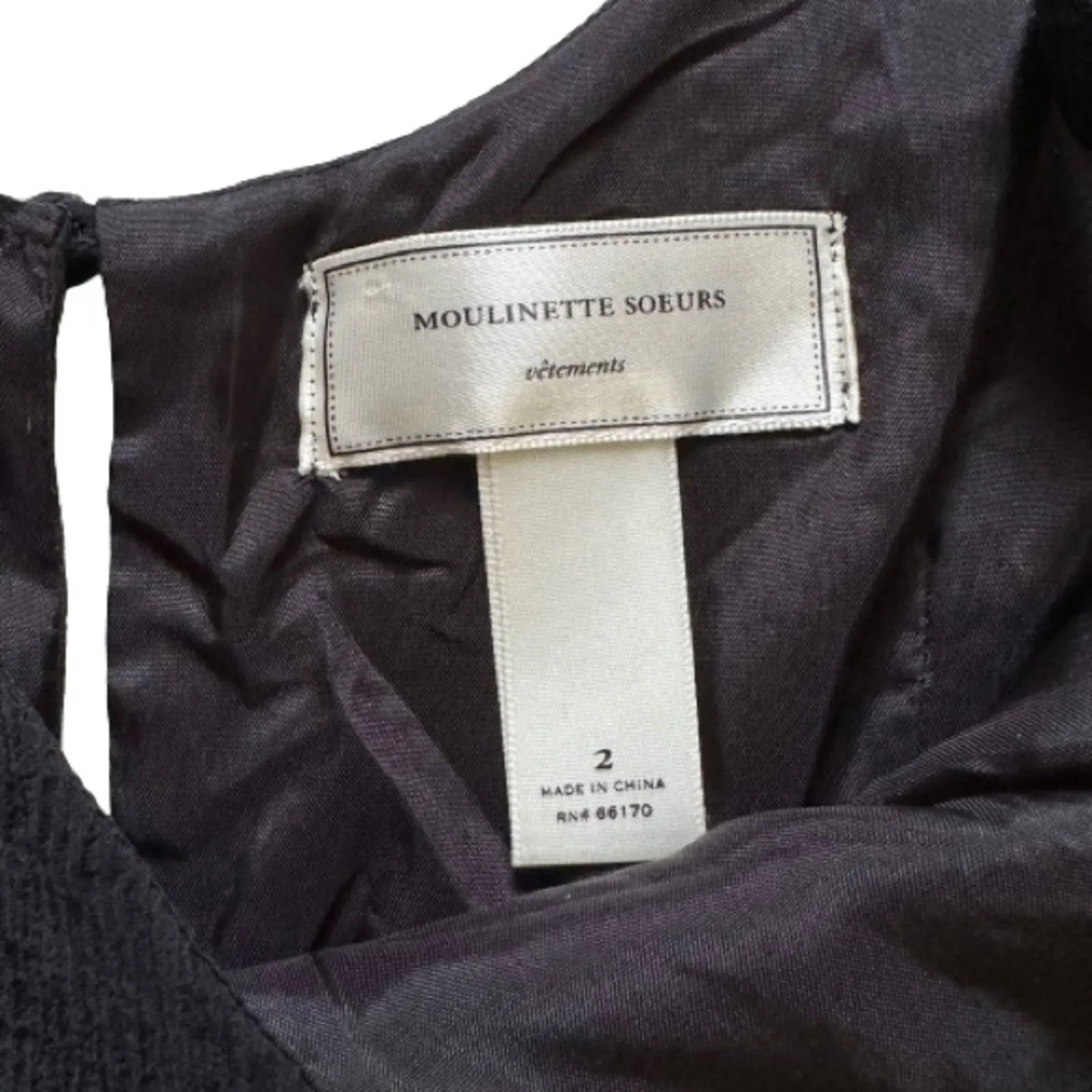 Moulinette Soeurs Dress Black Lace Silk Blend Chiffon Sleeveless Cocktail Size 2 - Image 2