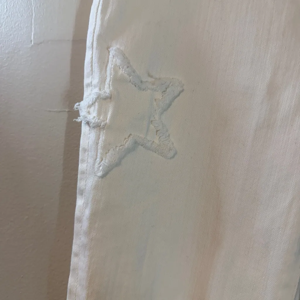 DL1961 Florence Instasculpt Skinny Crpd Star Embellish Jeans Mid Rise White 28 - Image 7