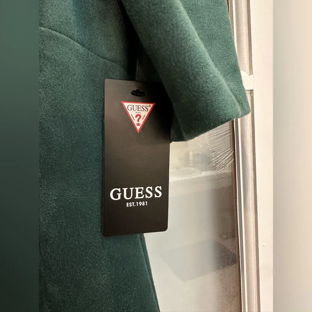 Guess Pine Green Faux Suede Puff Sleeve Holiday Party Cocktail Dress Size 14 NWT - Image 8