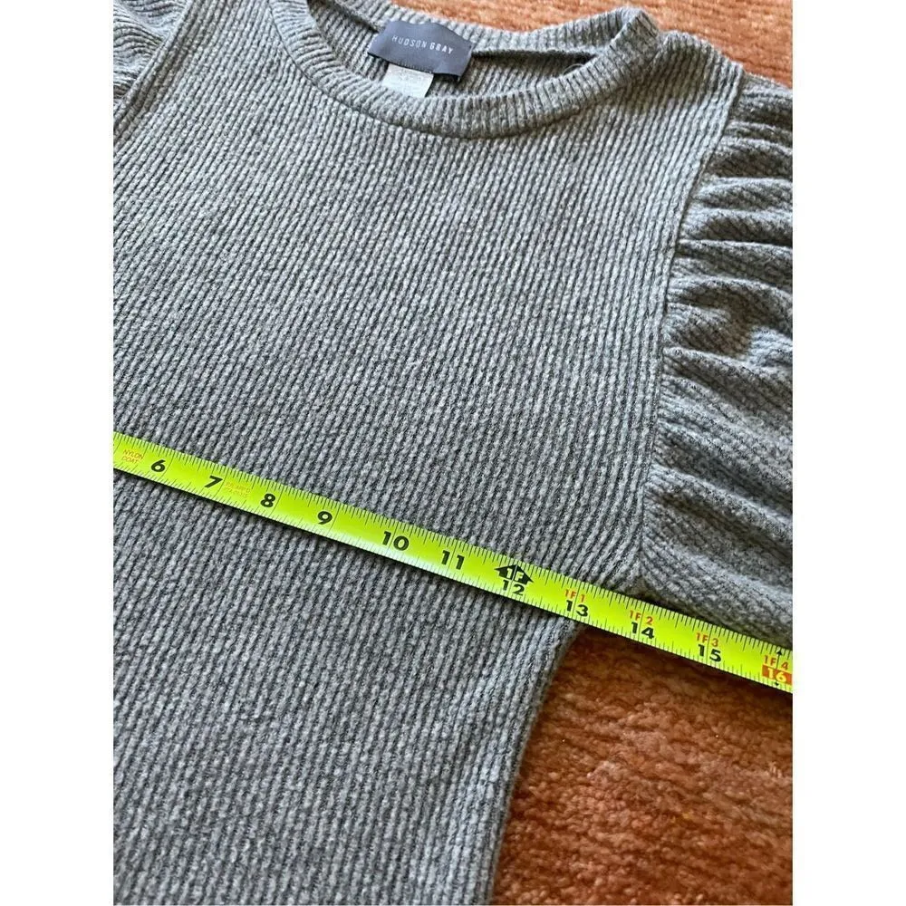 HUDSON GRAY Waffle Knit Long  puff Sleeve top - Image 3