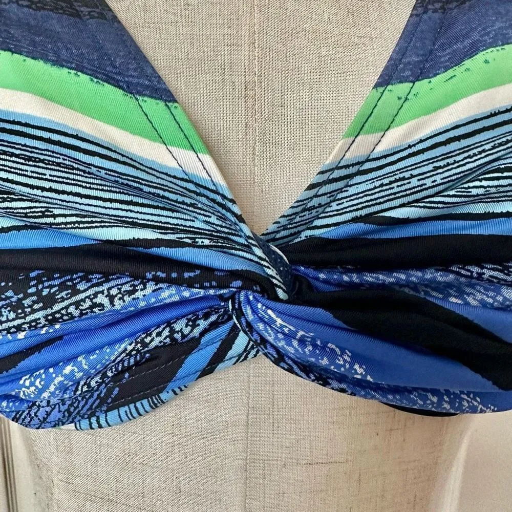 Jag blue and green stripe bikini bathing suit top Size undefined - Image 4