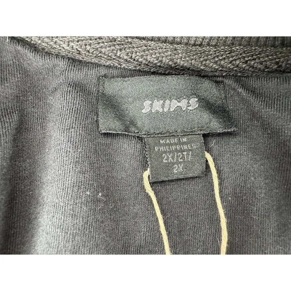 Skims Fleece Lounge Track Jacket Sz XXL Cropped Black Onyx Outdoor Casual New​ - Image 12