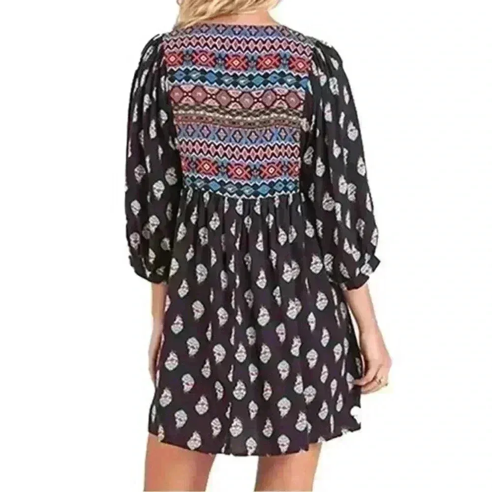 Umgee Southwestern Print Tunic Dress Small Aztec Navajo Boho Fall‎ Lightweight - Image 2