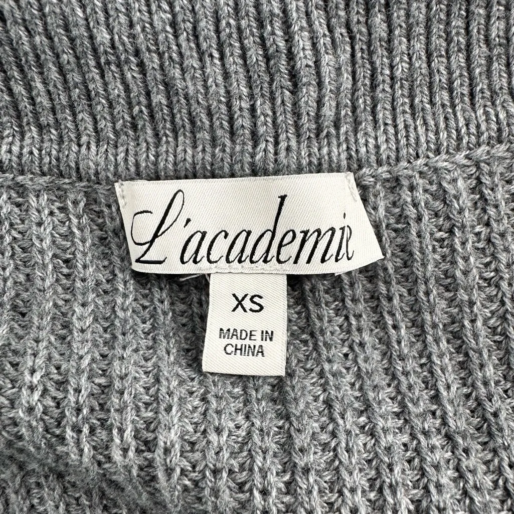 L’academie Grey Knit Collared Sweater Vest size XS Cotton Wool Blend Sleeveless - Image 8