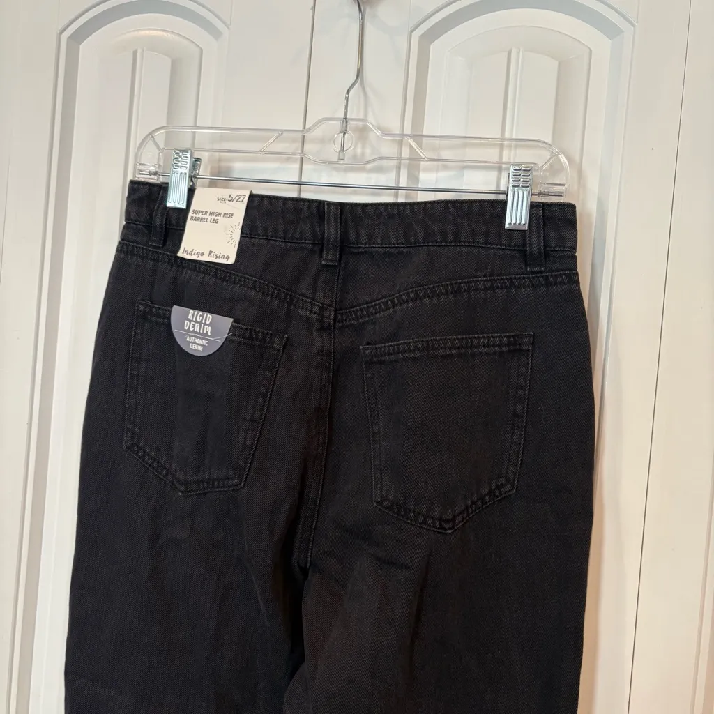 Indigo Rising Black‎ Super High Rise Barrel Leg Jeans Size 5/27 Black - Image 5