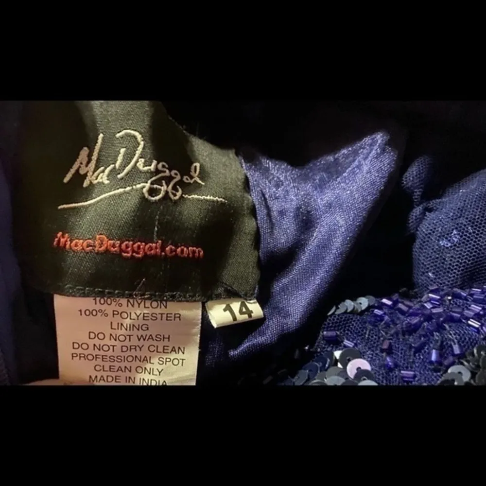 Mac Duggal Midnight Blue 4986D Sequined Asymmetric One Shoulder Evening Gown 14 - Image 7