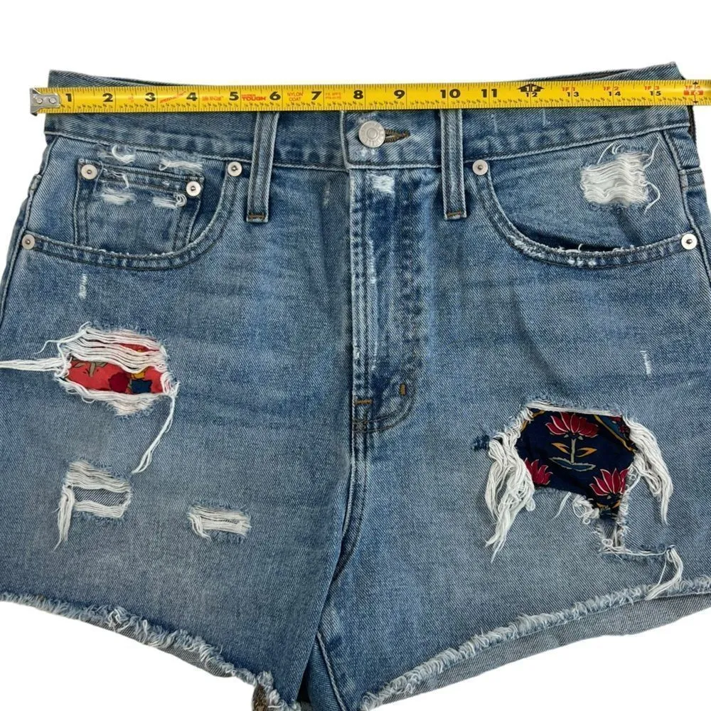 madewell | the perfect jean short distressed re/done patchwork shorts - Image 10