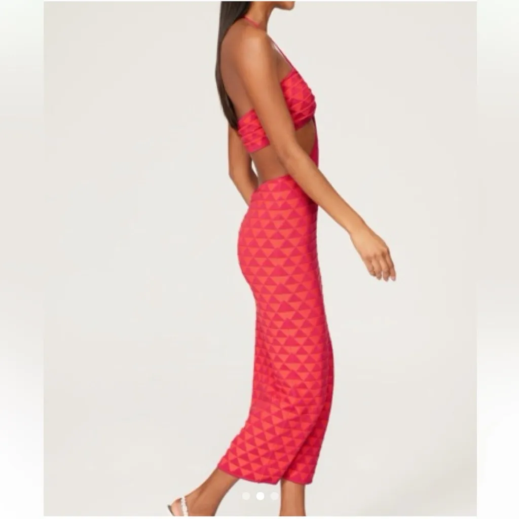 Solid & Striped Kiana Geo Print Cutout Midi Bodycon Halter Dress - Image 2