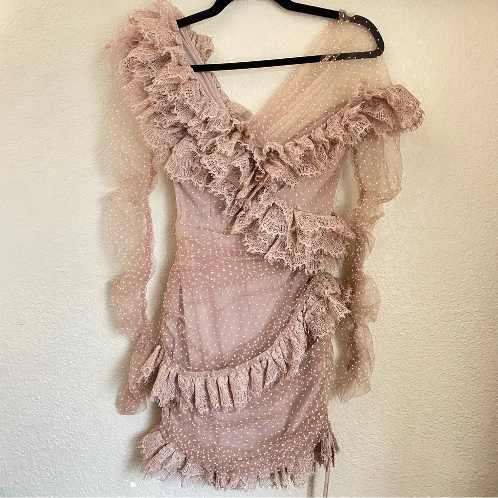 House of CB Sorrel Blush Lace Frill‎ Dress NWOT size S - Image 6