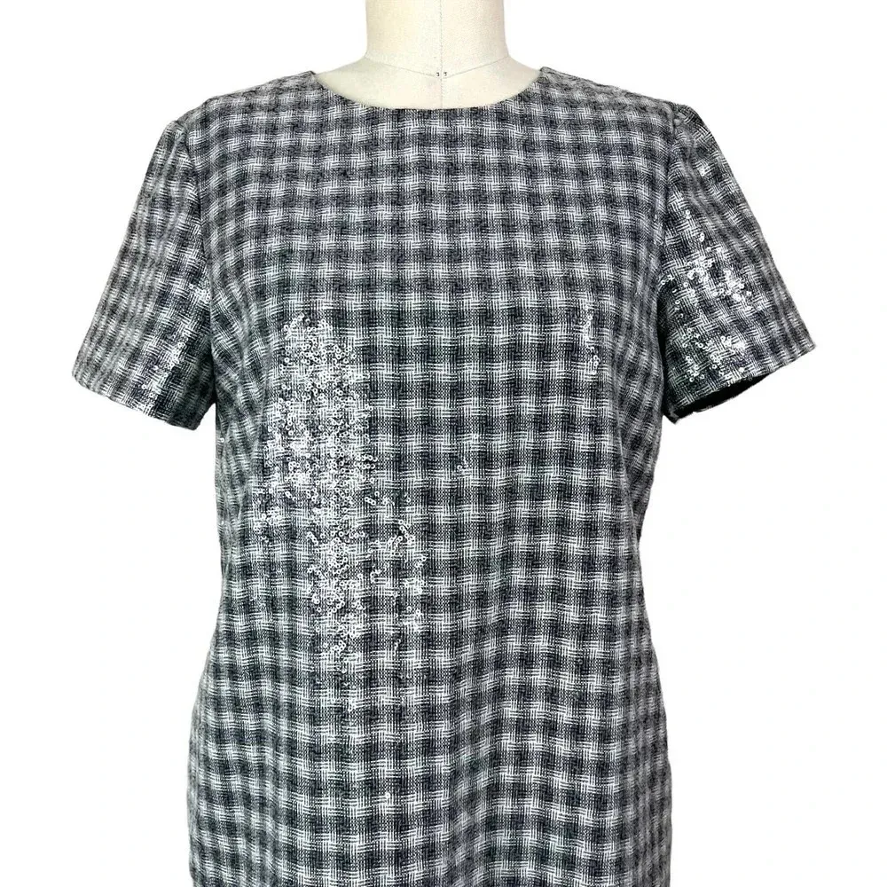 Draper James Collection Sequin Shift Dress Black‎ Gray Silver Size 6 - Image 4