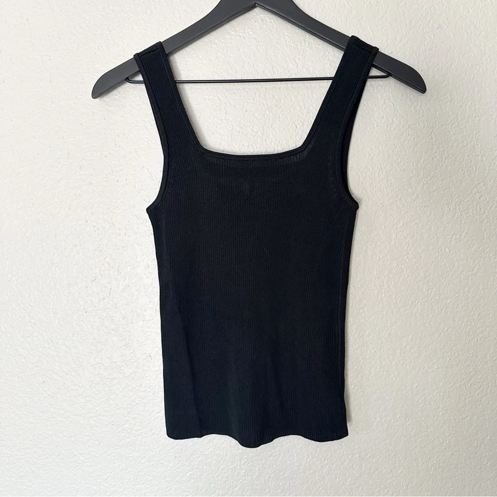 Madewell Top Womens Rib Square-Neck Sweater Tank Black‎ Layer Basic XS NEW - Image 4