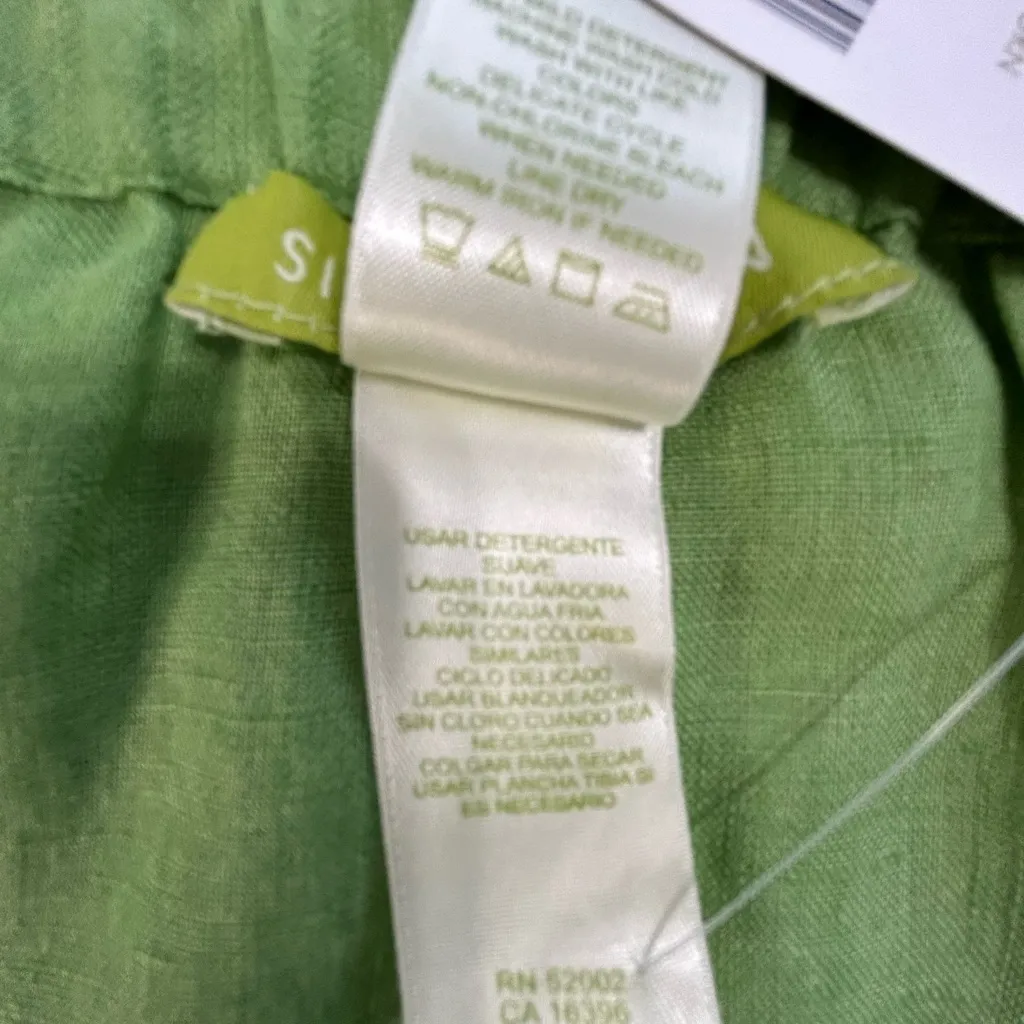 Sigrid Olsen women knew. Green Midi A-Line Skirt Casual Resort Wear. 100% Linen. - Image 16