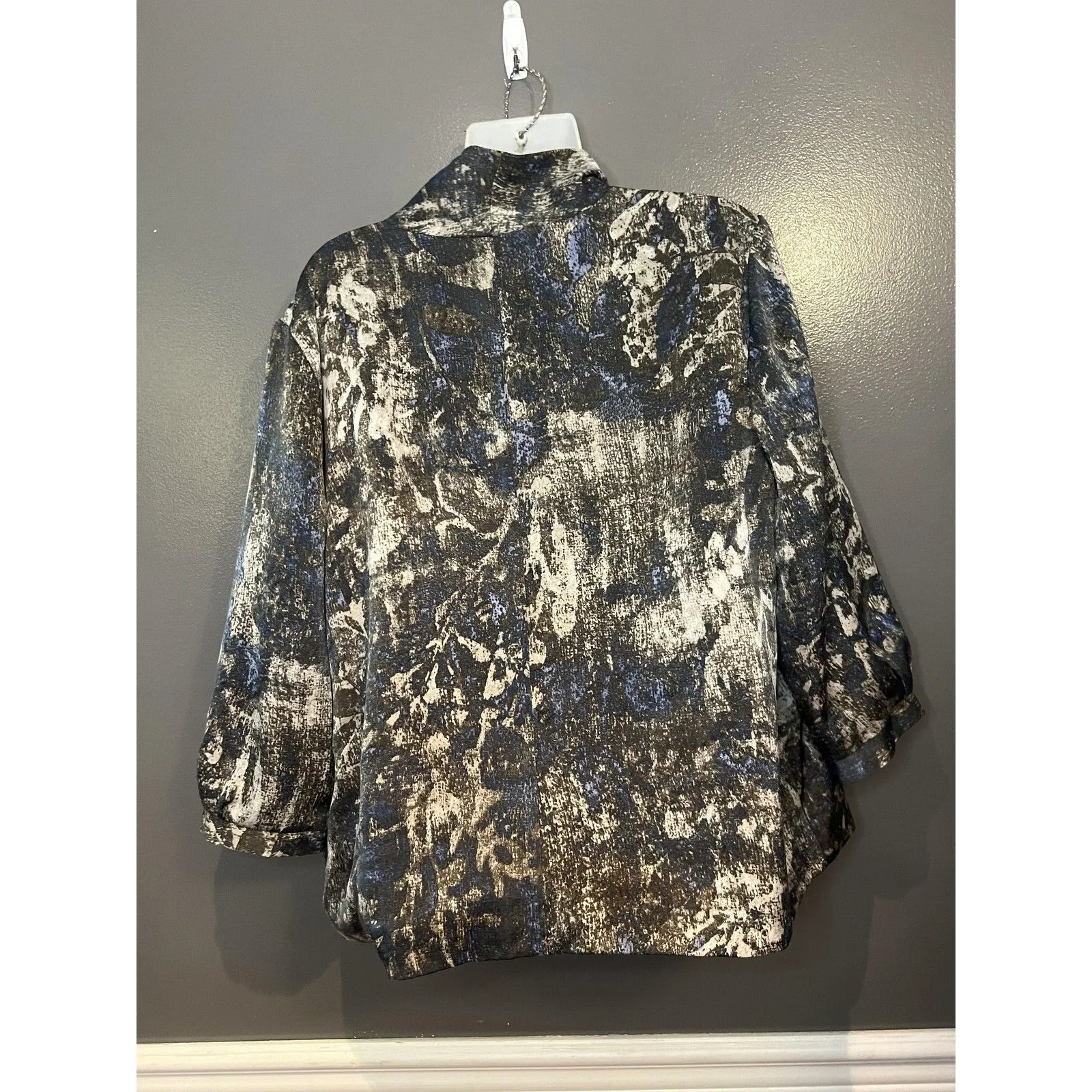 Coldwater Creek Jacket Womens 1X Black Blue Metallic Patterned Classic Blazer - Image 5