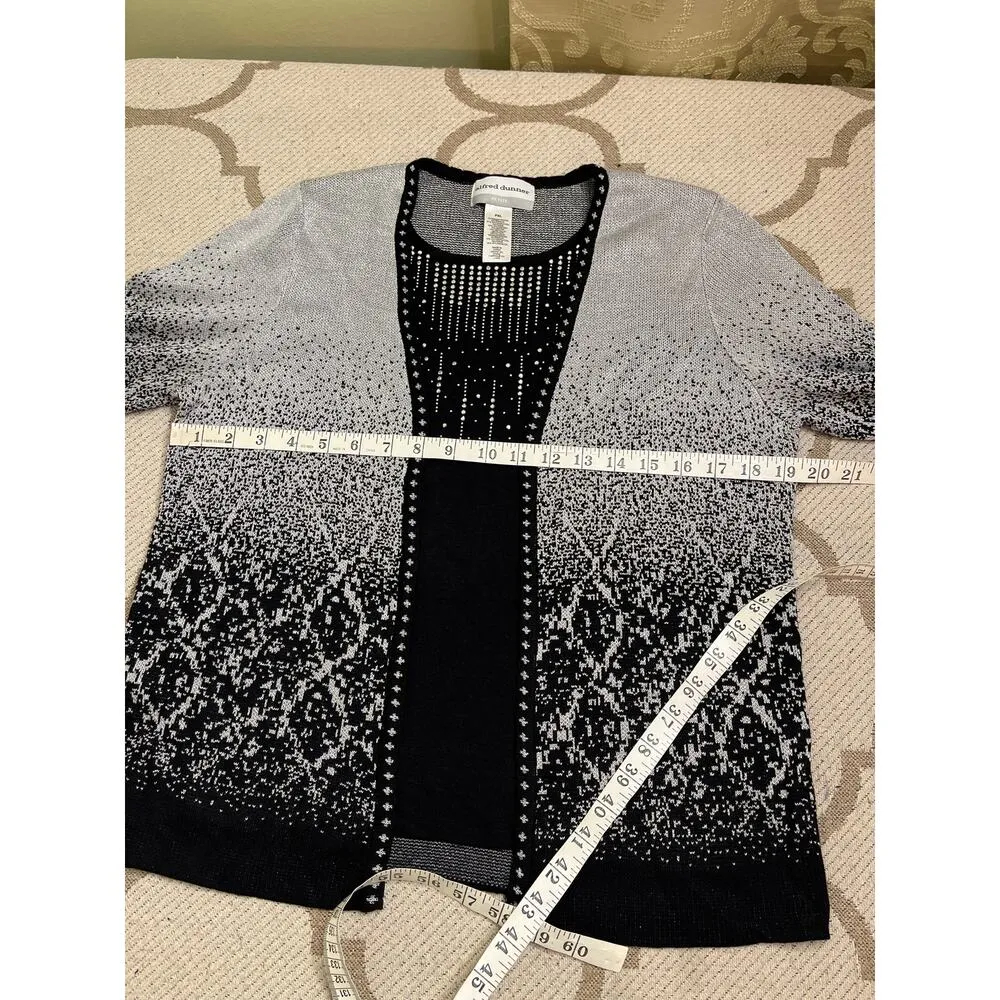 Alfred Dunner layered sweater/cardigan silver black studded 3/4 sleeves,size PXL - Image 6