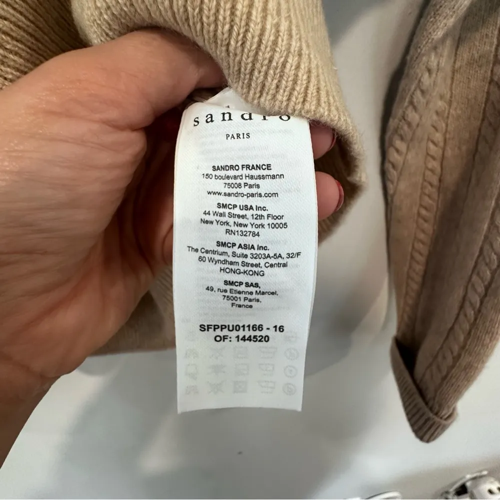 Sandro  Gotham Cable Knit 100% Wool Sweater size T1/ Small 1266 - Image 15