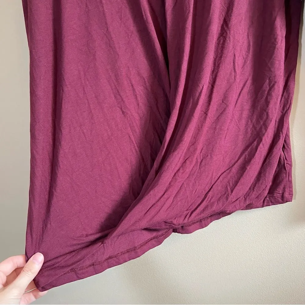 ✨ Pink Clover Women’s Maroon Front Twist Top Large - Image 6