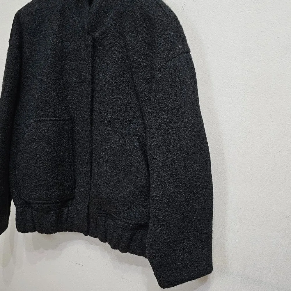 Mango Oversize Bomber Jacket Sugar Women Size XS 57065988 Black - Image 7