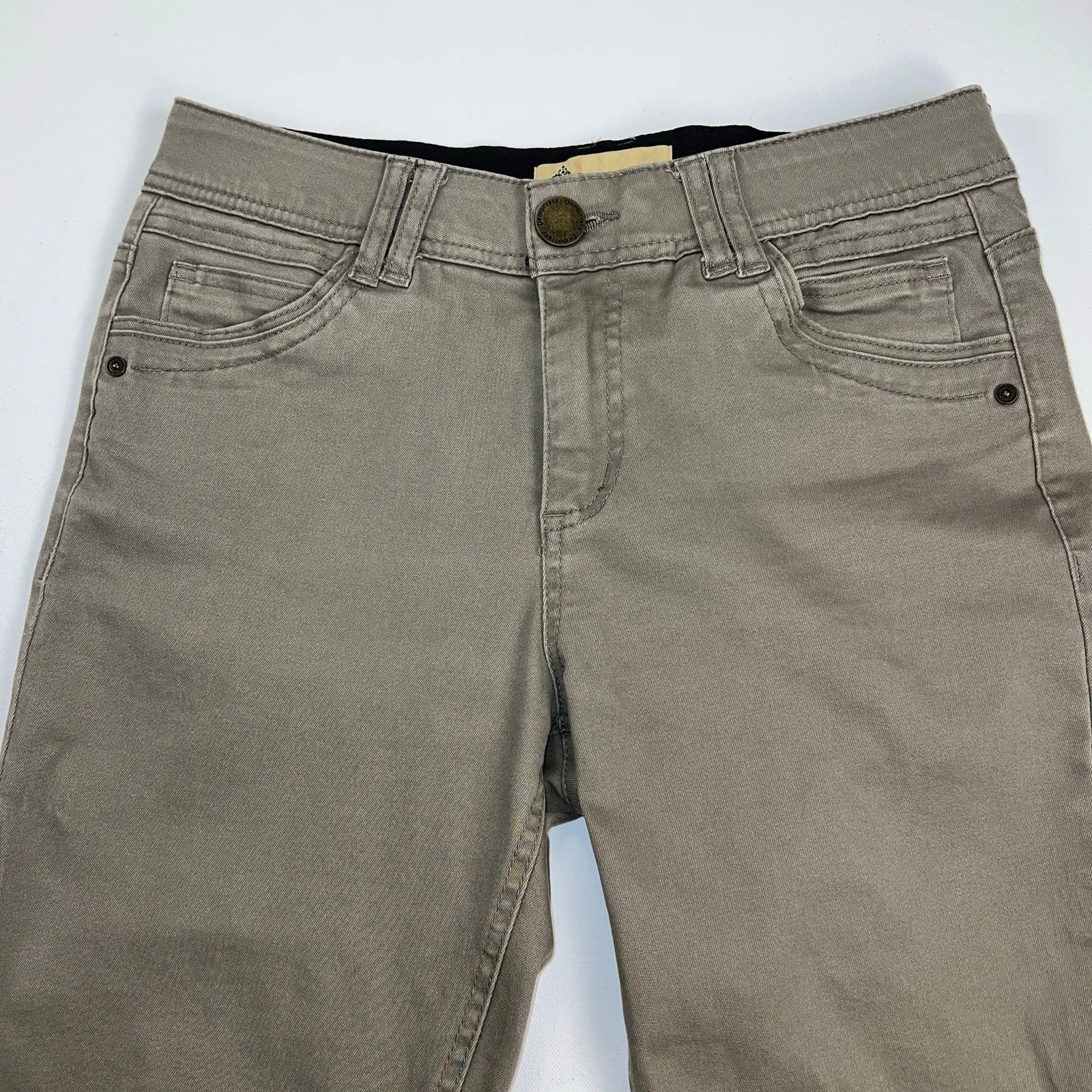 Democracy "Ab"solution Tummy Control Khaki Tan Mid Rise Skinny Jeans Size 6 - Image 2