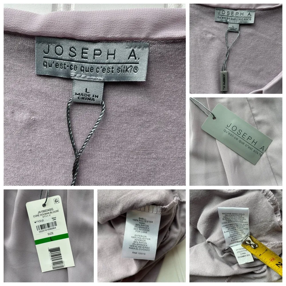 Joseph A Silk Dolman Blouse Tank Purple Lilac Size Large NWT airy pastel - Image 7